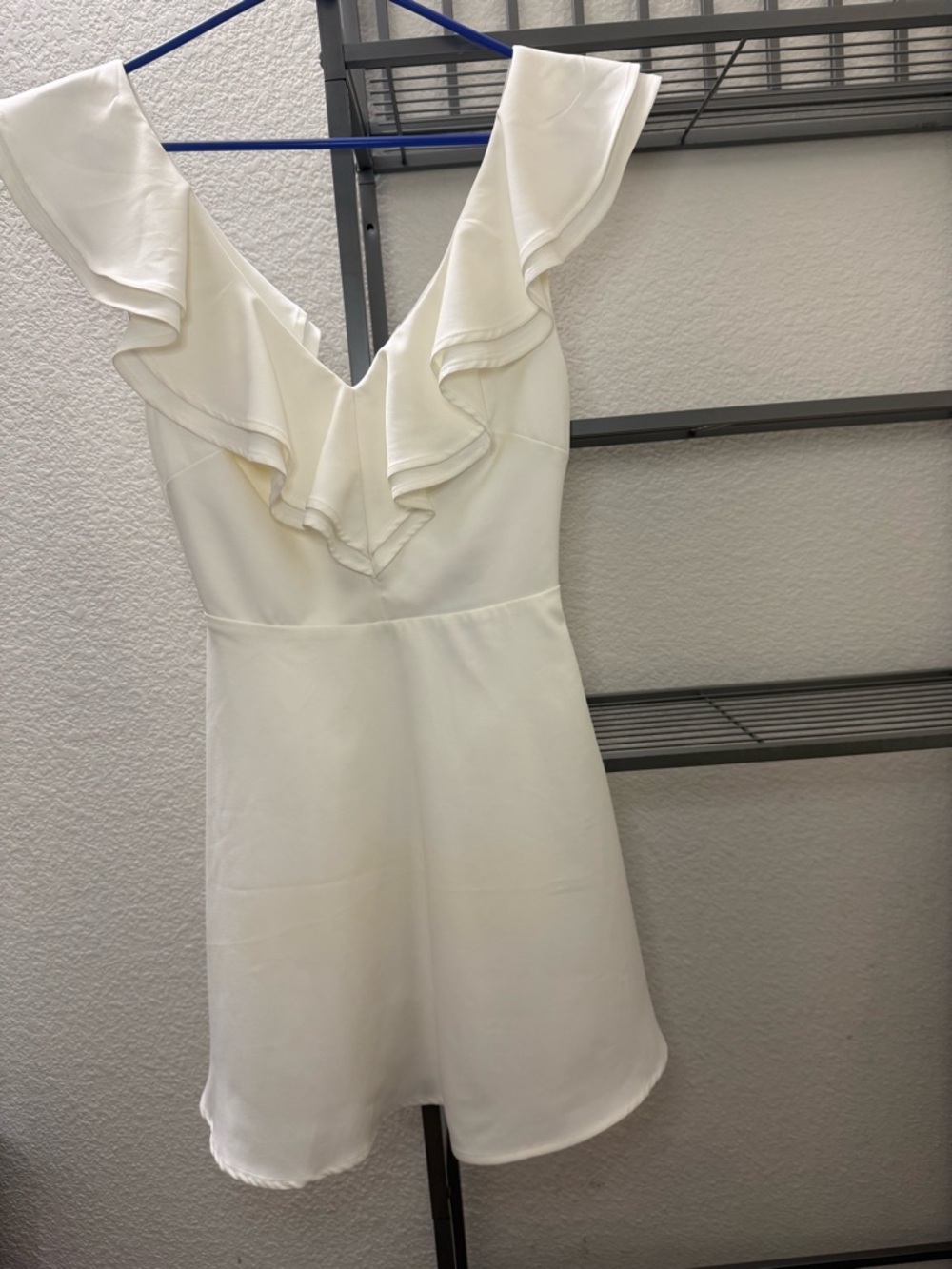 Lulu's Ivory Ruffle V-Neck Mini Dress